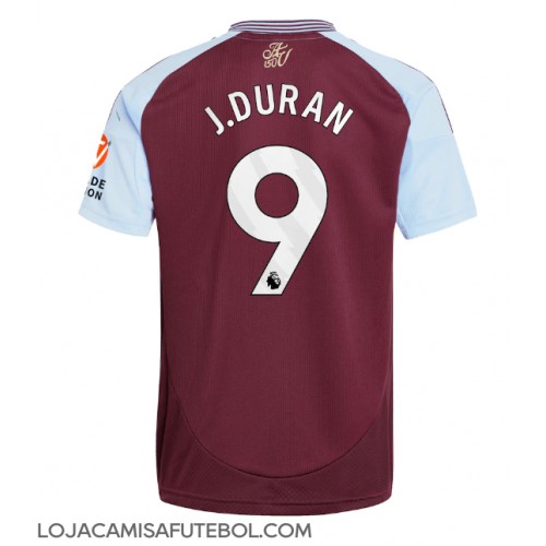 Camisa de Futebol Aston Villa Jhon Duran #9 Equipamento Principal 2024-25 Manga Curta